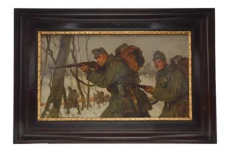 WW1 Feldjäger Bataillon Nr. 29 Militärisches Ölgemälde Hans Larwin von 1916
