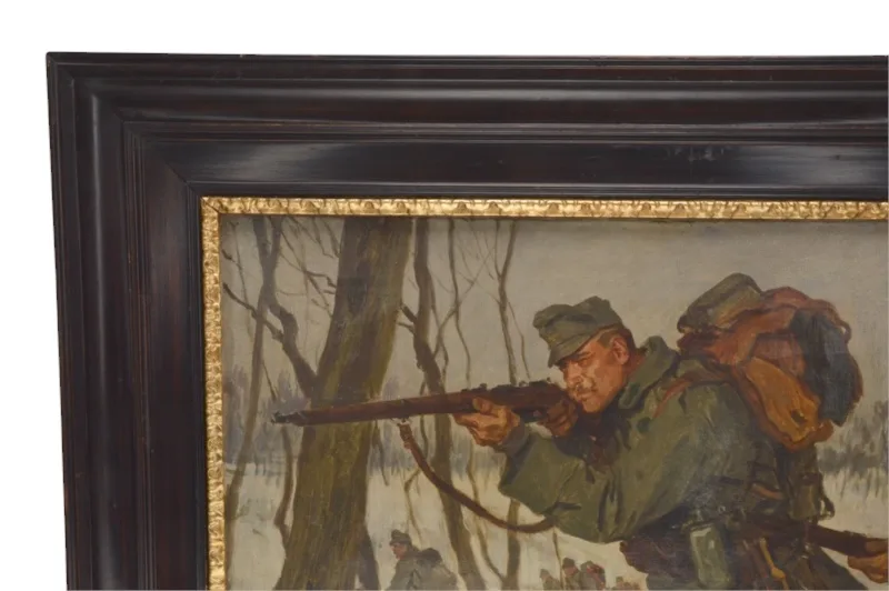WW1 Feldjäger Bataillon Nr. 29 Militärisches Ölgemälde Hans Larwin von 1916 3 WW1 Feldjäger Bataillon Nr. 29 Militärisches Ölgemälde Hans Larwin von 1916 – Bild 3