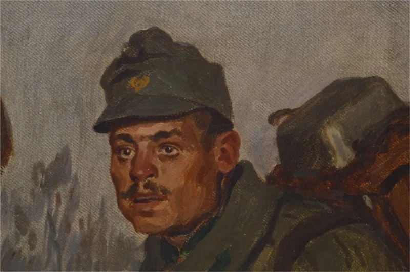 WW1 Feldjäger Bataillon Nr. 29 Militärisches Ölgemälde Hans Larwin von 1916 6 WW1 Feldjäger Bataillon Nr. 29 Militärisches Ölgemälde Hans Larwin von 1916 – Bild 6