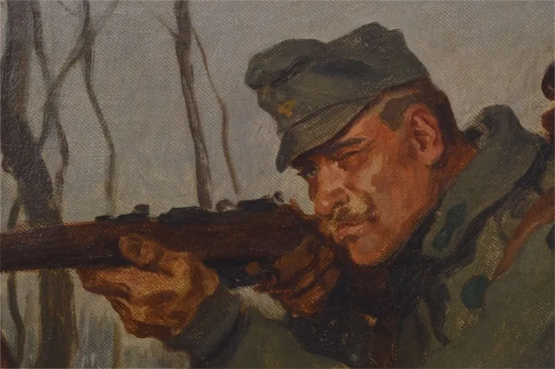 WW1 Feldjäger Bataillon Nr. 29 Militärisches Ölgemälde Hans Larwin von 1916 4 WW1 Feldjäger Bataillon Nr. 29 Militärisches Ölgemälde Hans Larwin von 1916 – Bild 4